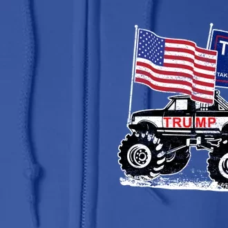 Trump Monster Truck Rally Trump Flag Trump 2024 Gift Full Zip Hoodie