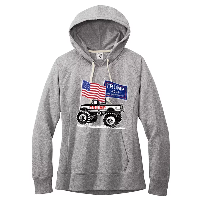 Trump Monster Truck Rally Trump Flag Trump 2024 Gift Women's Fleece Hoodie