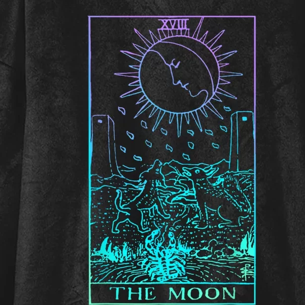 The Moon Tarot Card Rider Waite Witchy Hooded Wearable Blanket