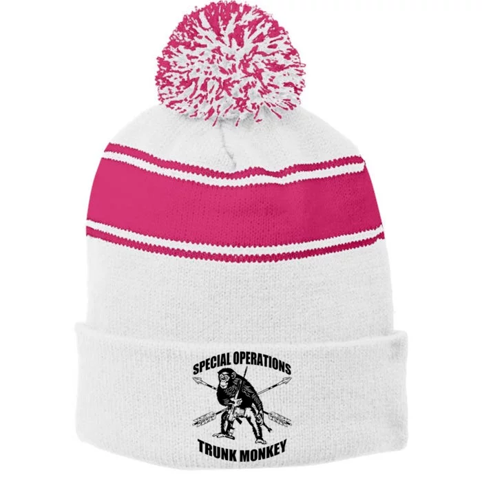 Trunk Monkey Stripe Pom Pom Beanie