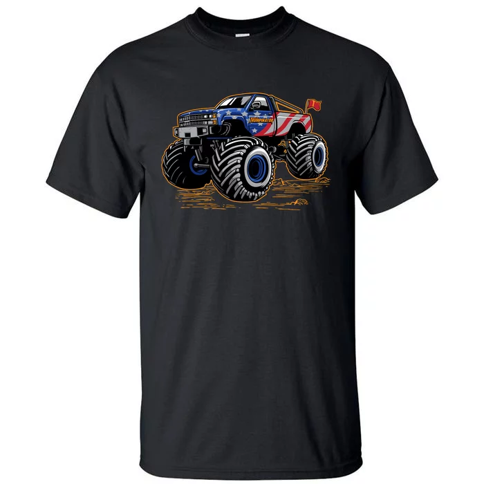 Trumpinator Monster Truck Show Trump USA Flag Tall T-Shirt