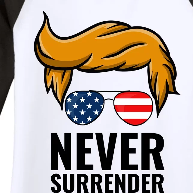 Trump never surrender 2024 Mugshot Women's Tri-Blend 3/4-Sleeve Raglan Shirt