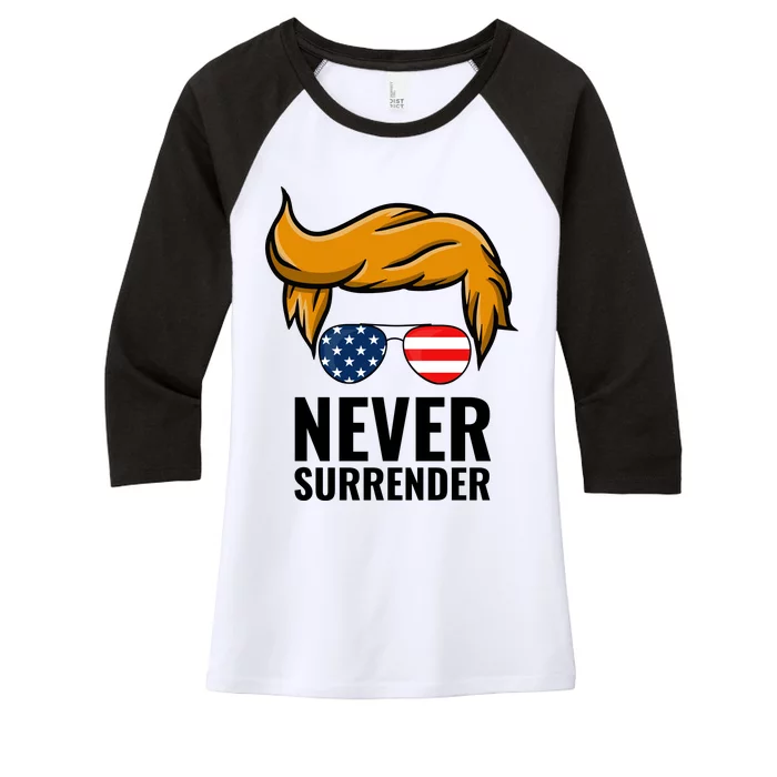 Trump never surrender 2024 Mugshot Women's Tri-Blend 3/4-Sleeve Raglan Shirt