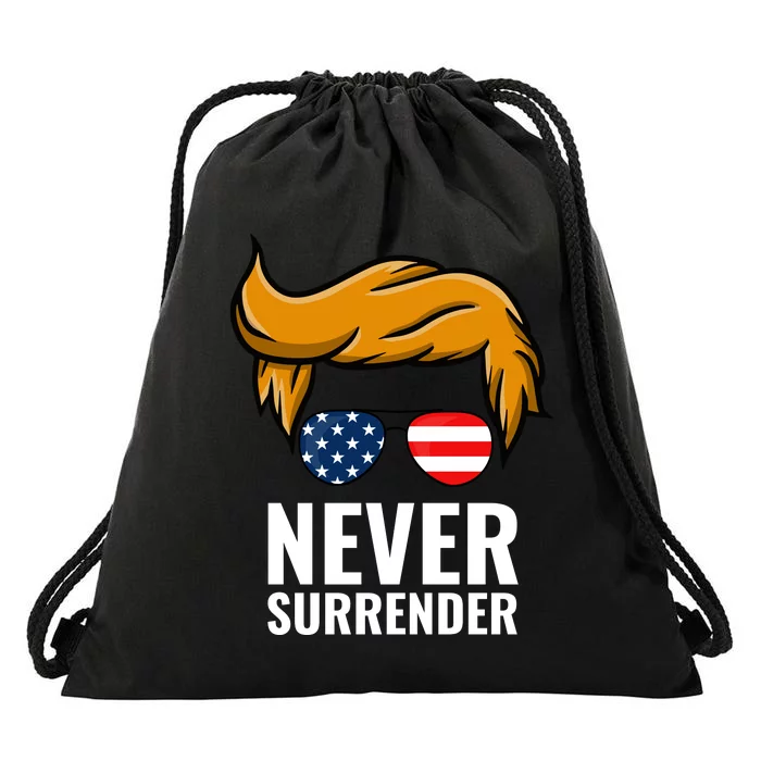 Trump never surrender 2024 Mugshot Drawstring Bag