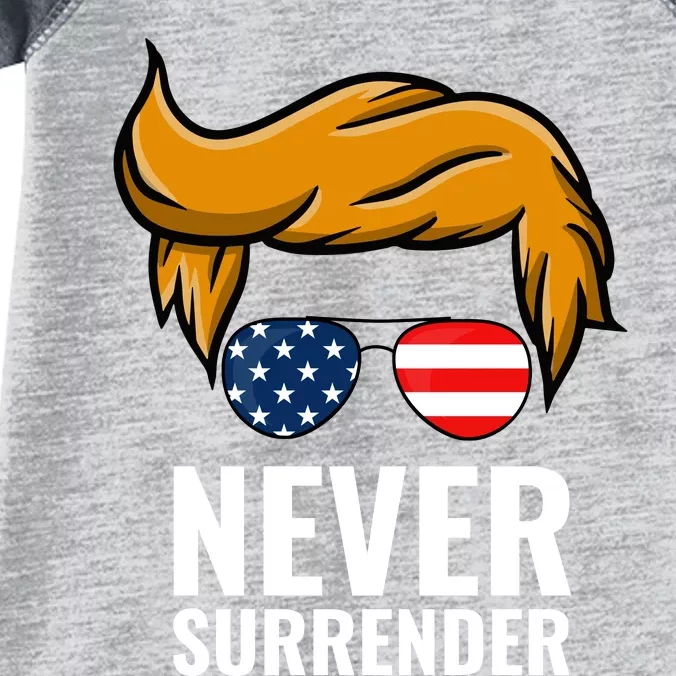 Trump never surrender 2024 Mugshot Infant Baby Jersey Bodysuit