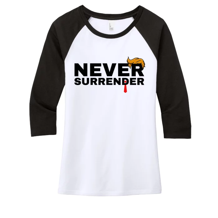 Trump never surrender 2024 Mugshot Women's Tri-Blend 3/4-Sleeve Raglan Shirt