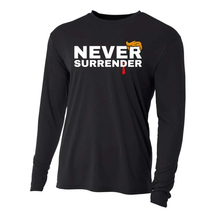 Trump never surrender 2024 Mugshot Cooling Performance Long Sleeve Crew