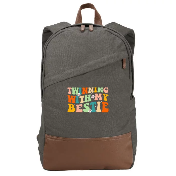 Twin Matching Twins Day Friend Twinning With My Bestie Cotton Canvas Backpack