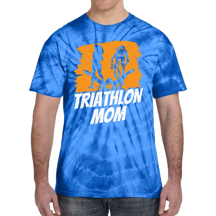 Triathlon Mom Triathlete Triathlons Sports Mother Mommy Mama Gift Tie-Dye T-Shirt