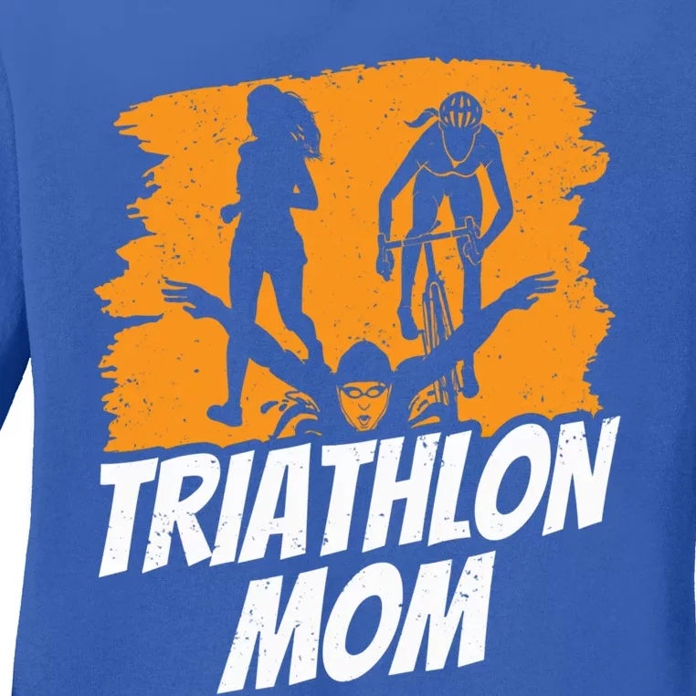 Triathlon Mom Triathlete Triathlons Sports Mother Mommy Mama Gift Ladies Long Sleeve Shirt