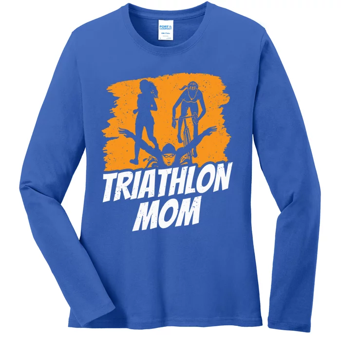 Triathlon Mom Triathlete Triathlons Sports Mother Mommy Mama Gift Ladies Long Sleeve Shirt