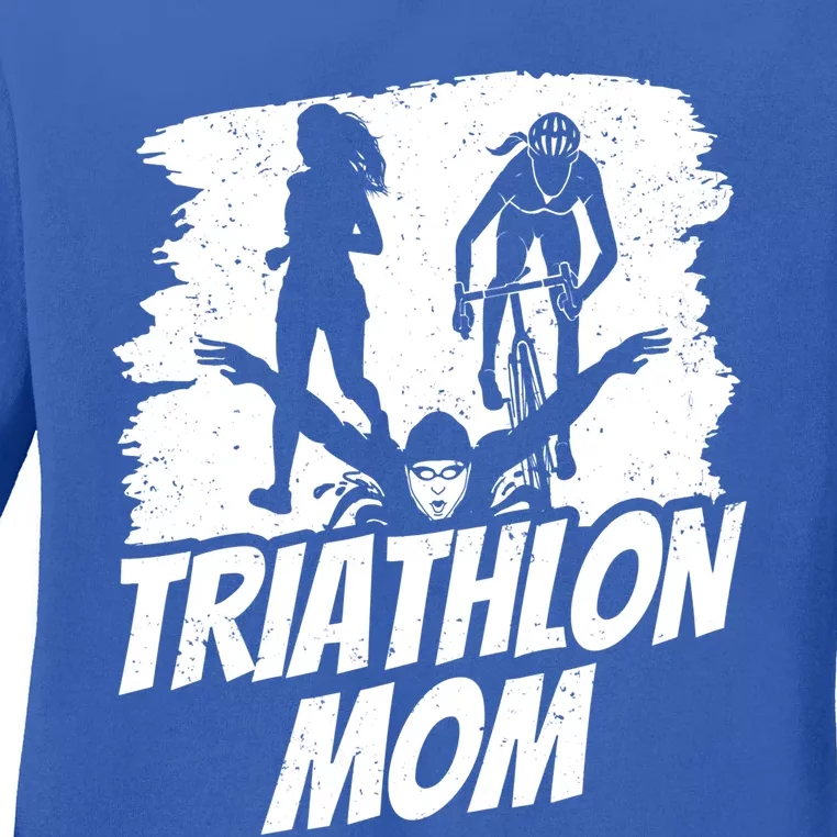 Triathlon Mom Triathlete Triathlons Sports Mother Mommy Mama Meaningful Gift Ladies Long Sleeve Shirt