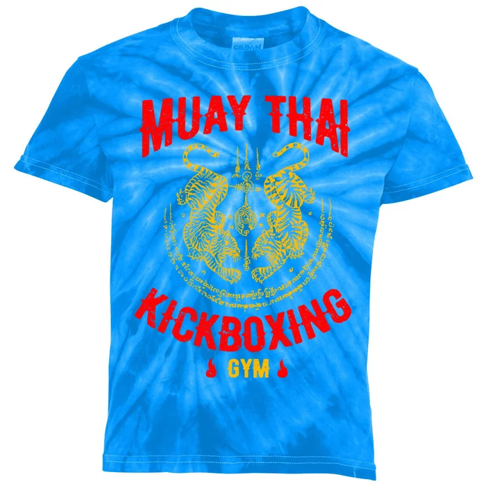 Tiger Muay Thai Kickboxing Gym Mma Training Gift Funny Gift Kids Tie-Dye T-Shirt