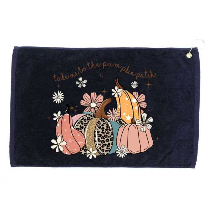 Take Me To The Pumpkin Patch Floral Leopard Pumpkin Autumn Gift Grommeted Golf Towel