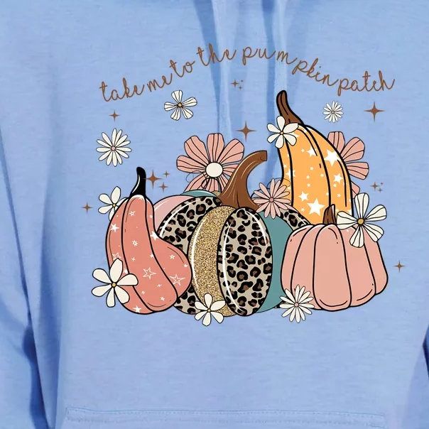 Take Me To The Pumpkin Patch Floral Leopard Pumpkin Autumn Gift Unisex Surf Hoodie