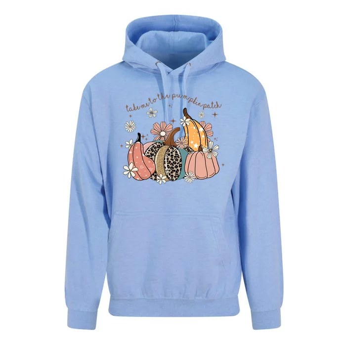 Take Me To The Pumpkin Patch Floral Leopard Pumpkin Autumn Gift Unisex Surf Hoodie