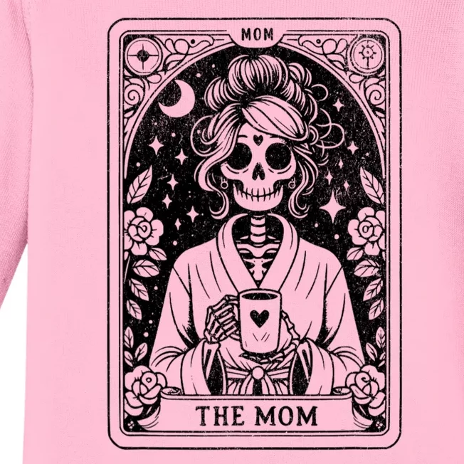 The Mom Tarot Card Skeleton Mothers Day Baby Long Sleeve Bodysuit