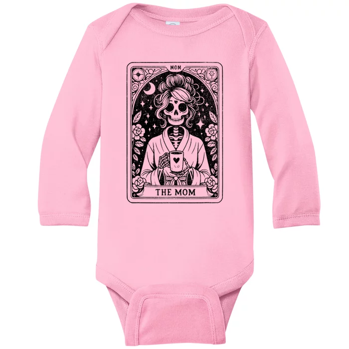 The Mom Tarot Card Skeleton Mothers Day Baby Long Sleeve Bodysuit