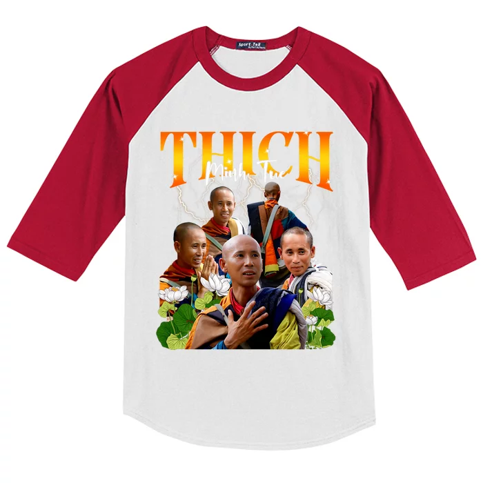 Thich Minh Tue Buddha Vietnam Buddha Vietnamese Kids Colorblock Raglan Jersey