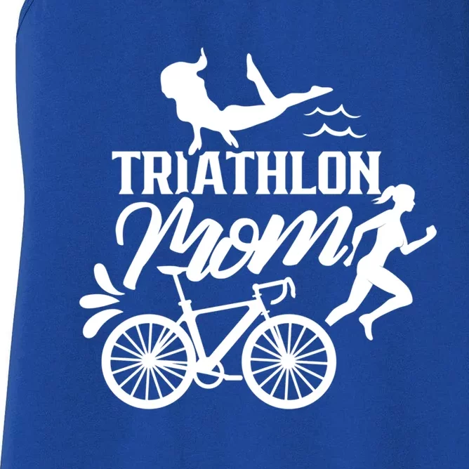 Triathlon Mom Triathlons Sports Triathlete Mother Mommy Mama Meaningful Gift Women's Racerback Tank