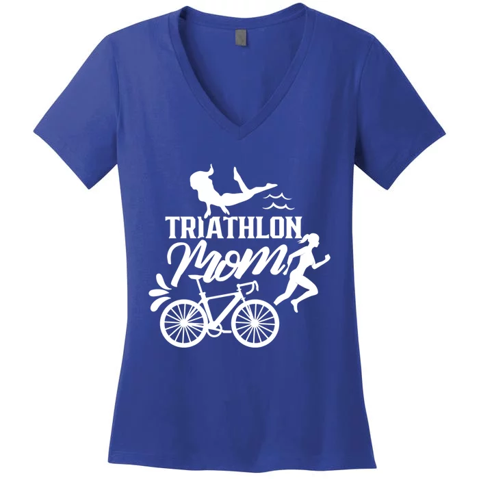 Triathlon Mom Triathlons Sports Triathlete Mother Mommy Mama Meaningful Gift Women's V-Neck T-Shirt