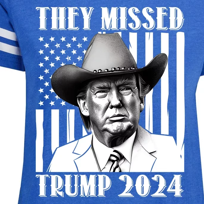 They Missed Trump 2024 Enza Ladies Jersey Football T-Shirt