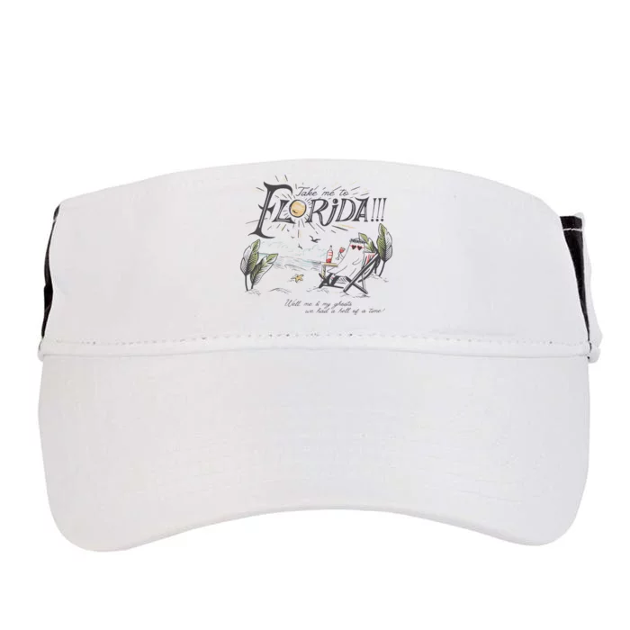 Take Me To The Florida Funny Ghost On The Beach Adult Drive Performance Visor