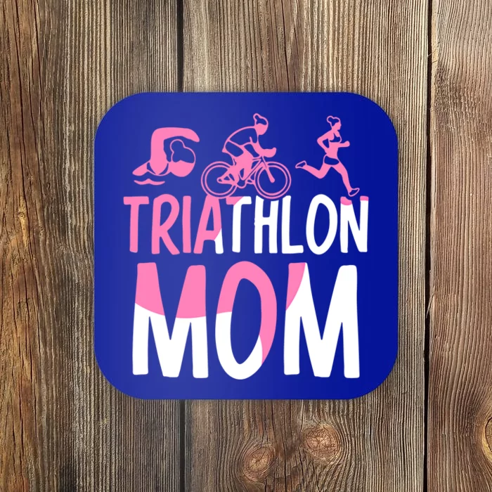 Triathlon Mom Triathlons Triathlete Sports Mother Mommy Mama Funny Gift Coaster