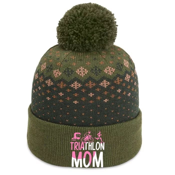 Triathlon Mom Triathlons Triathlete Sports Mother Mommy Mama Funny Gift The Baniff Cuffed Pom Beanie