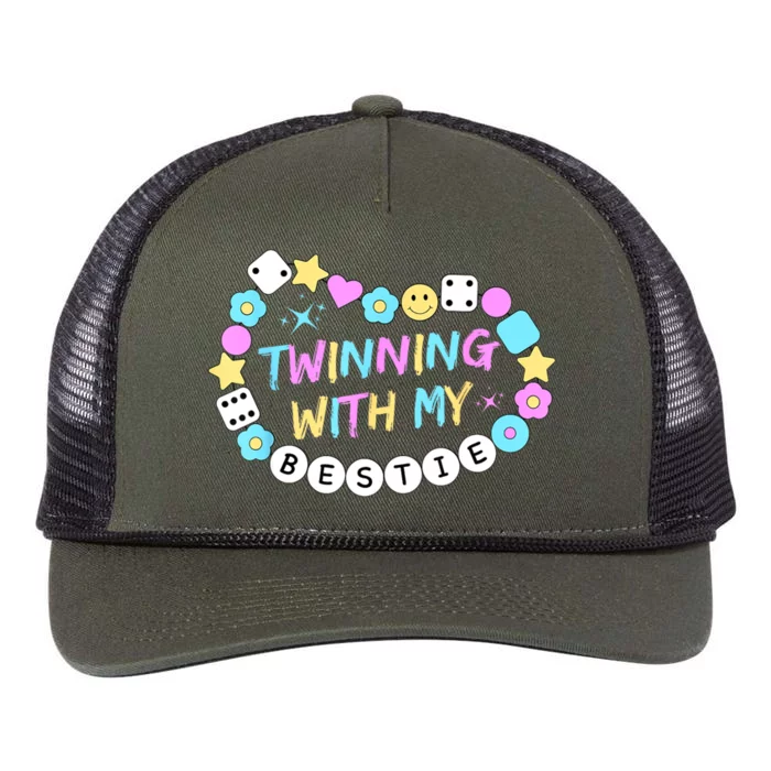 Twin Matching Twins Day Friend Twinning With My Bestie Twin Retro Rope Trucker Hat Cap