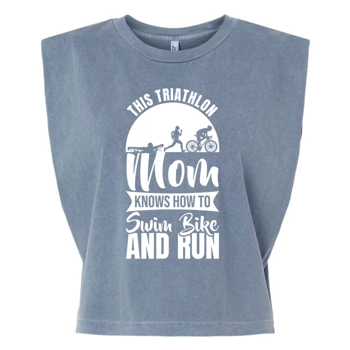 Triathlon Mother Triathlete Mom Gift Garment-Dyed Women's Muscle Tee