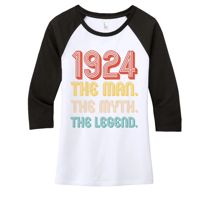 The Man The Myth The Legend 1924 100th Birthday Women's Tri-Blend 3/4-Sleeve Raglan Shirt