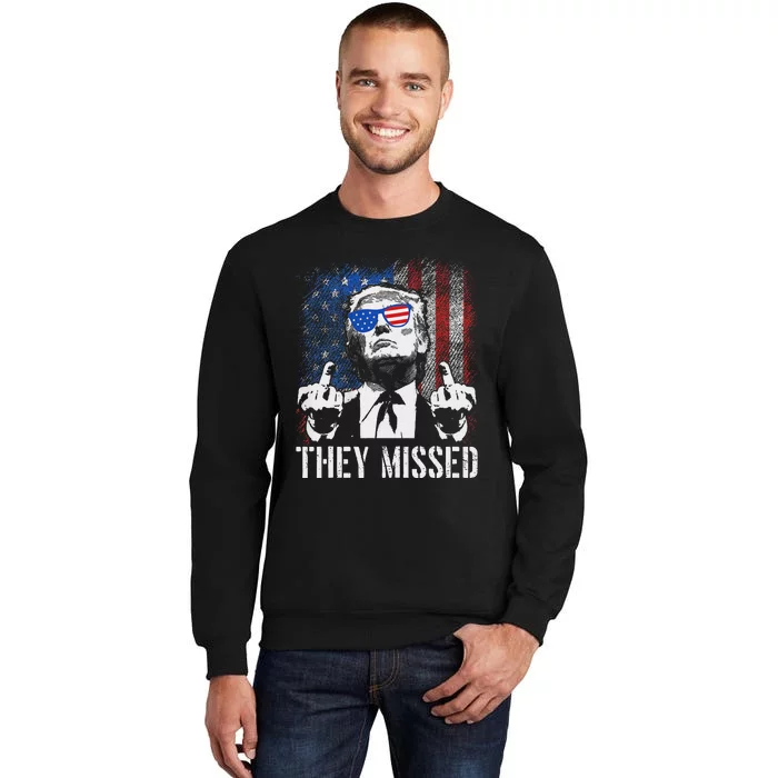 They Missed Trump 2024 American Flag Design Sweatshirt