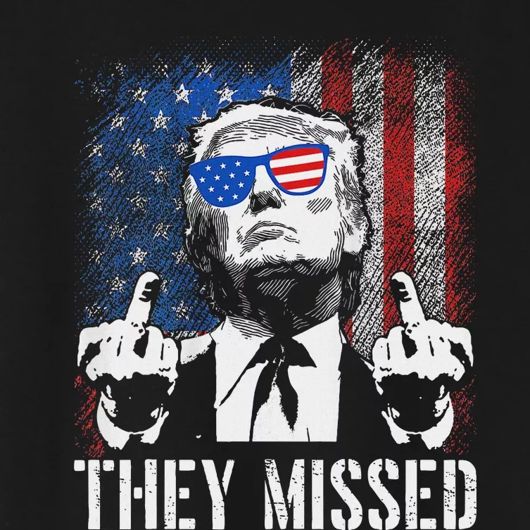 They Missed Trump 2024 American Flag Design Women's Crop Top Tee