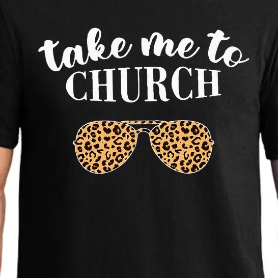 Take Me To The Church Leopard Sunglasses Christian Religious Pajama Set