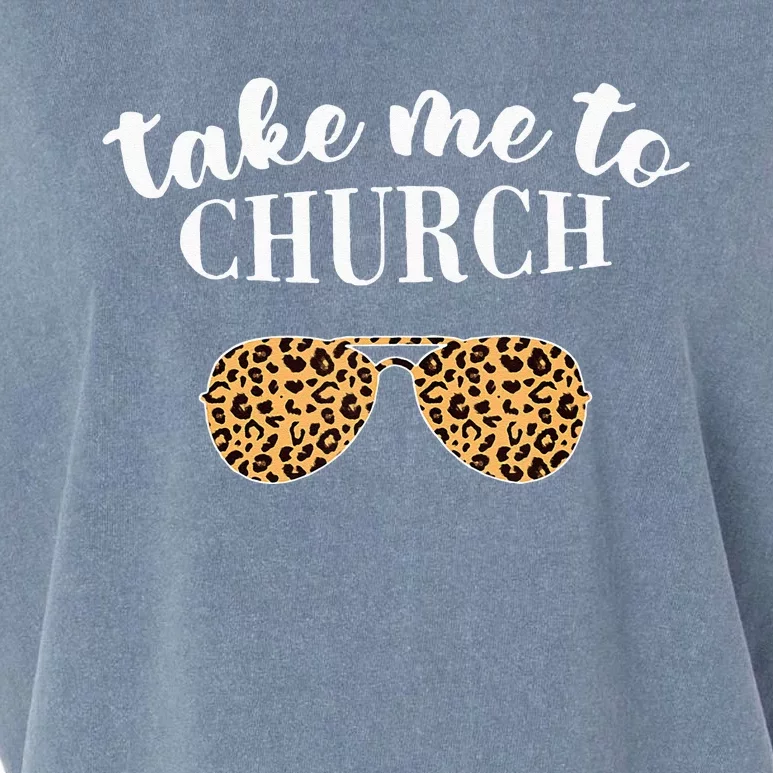 Take Me To The Church Leopard Sunglasses Christian Religious Garment-Dyed Women's Muscle Tee