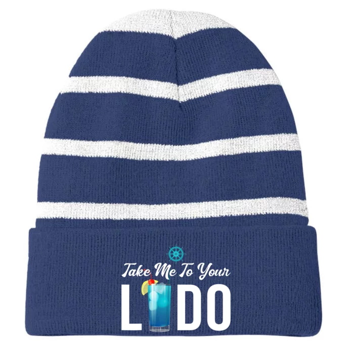 Take Me To Your Lido Cruise Essentials Ship Life Wear Gifts Striped Beanie with Solid Band