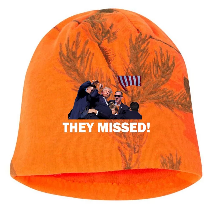 They Missed! Trump Got Shot Failed Assassination Kati - Camo Knit Beanie