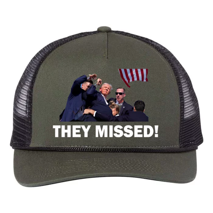 They Missed! Trump Got Shot Failed Assassination Retro Rope Trucker Hat Cap