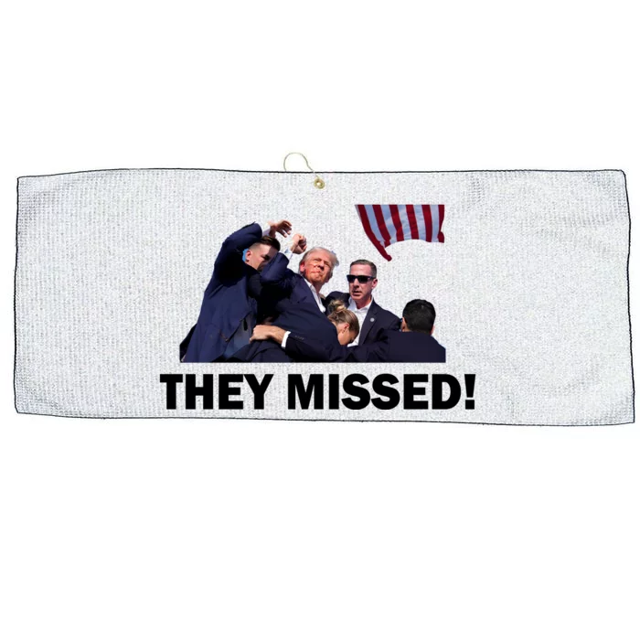 They Missed! Trump Got Shot Failed Assassination Large Microfiber Waffle Golf Towel