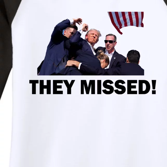 They Missed! Trump Got Shot Failed Assassination Women's Tri-Blend 3/4-Sleeve Raglan Shirt