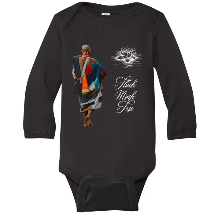 Thich Minh Tue Vietnamese Buddha Peace Lotus Calligraphy Baby Long Sleeve Bodysuit