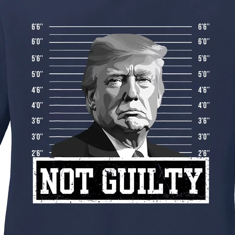 The Mugshot Trump Not Guilty Ladies Long Sleeve Shirt