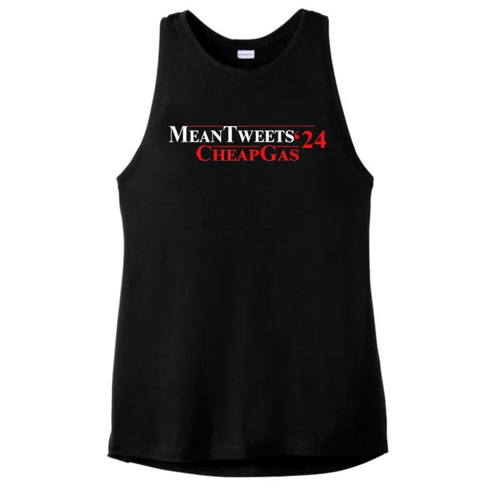 TRUMP Mean Tweets And Cheap Gas 2024 Ladies Tri-Blend Wicking Tank