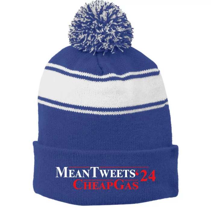 TRUMP Mean Tweets And Cheap Gas 2024 Stripe Pom Pom Beanie