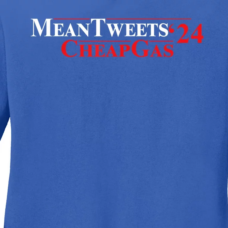 TRUMP Mean Tweets And Cheap Gas 2024 Ladies Long Sleeve Shirt