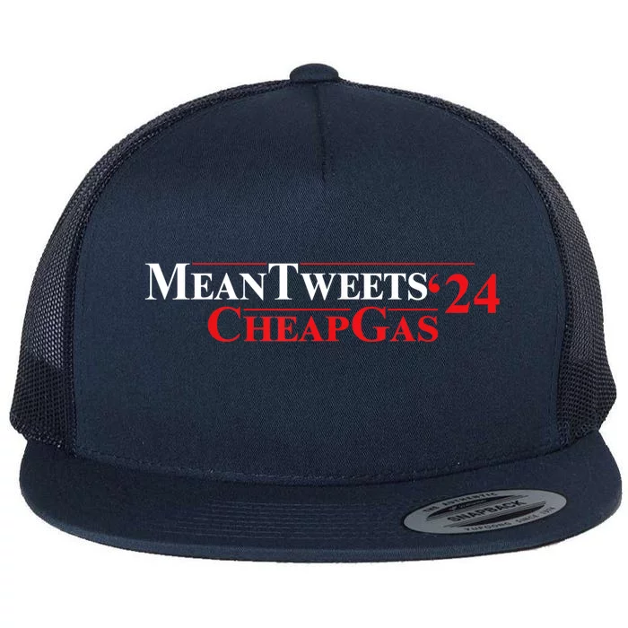 TRUMP Mean Tweets And Cheap Gas 2024 Flat Bill Trucker Hat