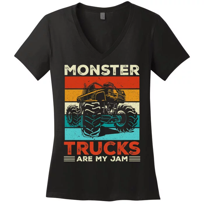 Toddler Monster Truck Are My Jam Costume Boys Girls Premium Women's V-Neck T-Shirt