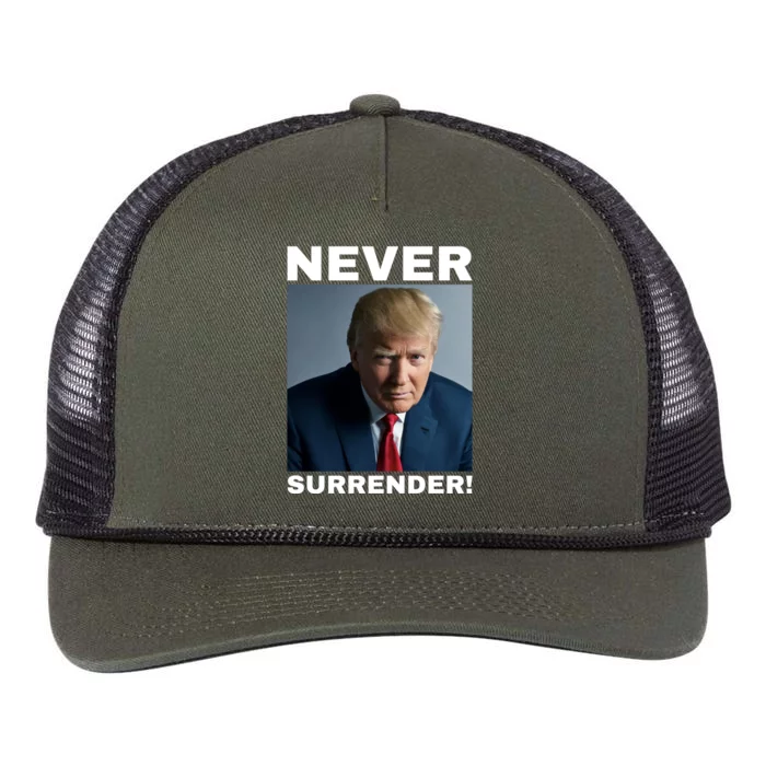 Trump never surrender 2024 Mugshot Retro Rope Trucker Hat Cap