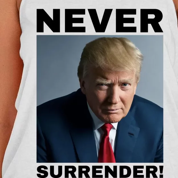 Trump never surrender 2024 Mugshot Women's Knotted Racerback Tank